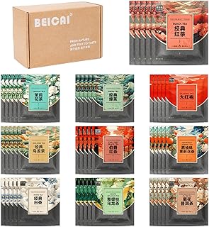 BEI CAI Tea Bags Sampler Assortment Box (50 Count) 10 Different Flavors,Perfect Variety Individually Wrapped Tea Bag,Perfect for Hotels, Offices, Food Service Gift Set &Sampler Variety Pack