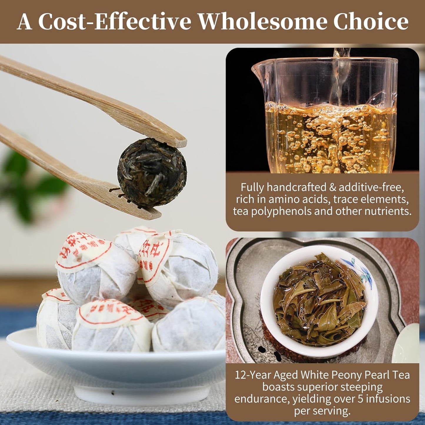 CHADUO White Peony Tea Authentic Fuding White Tea 2013 Crafted Intertwined Floral & Honeyed Aromas 5.29oz/150g Bai Mudan Chinese Tea 白牡丹龙珠 福鼎白茶 白茶