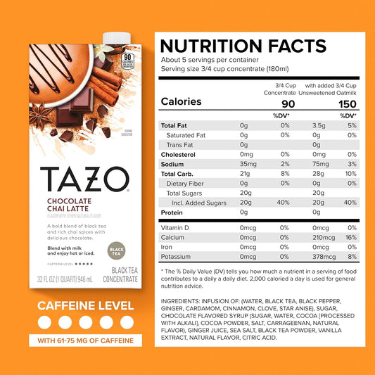 TAZO Chocolate Chai Latte Concentrate, 32 fl oz (Pack of 2)