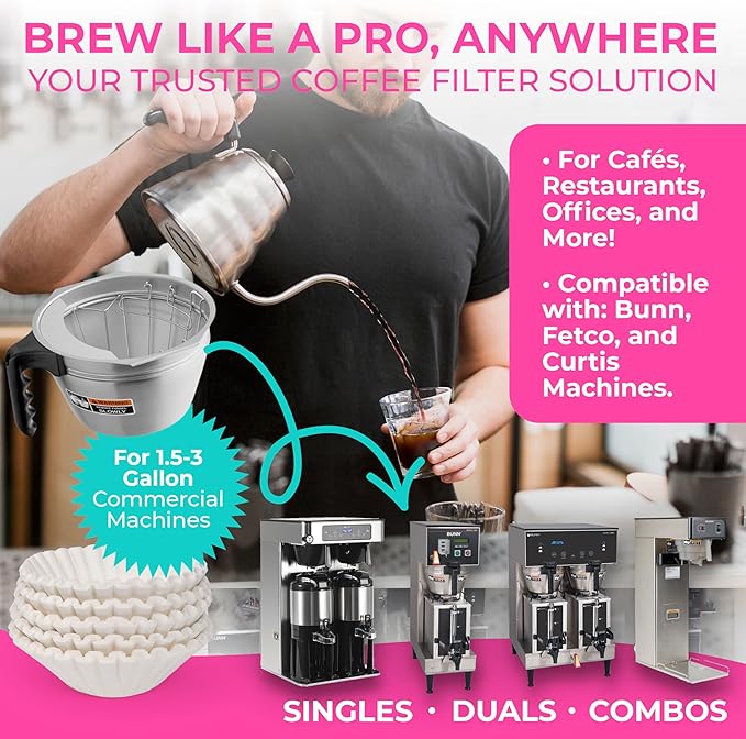 Katy's Extra Large Coffee Filters (12.5” x 4.5” Inch) Fits 1.5 to 3 Gallon Commercial Machines - Premium Quality, Tall & Wide