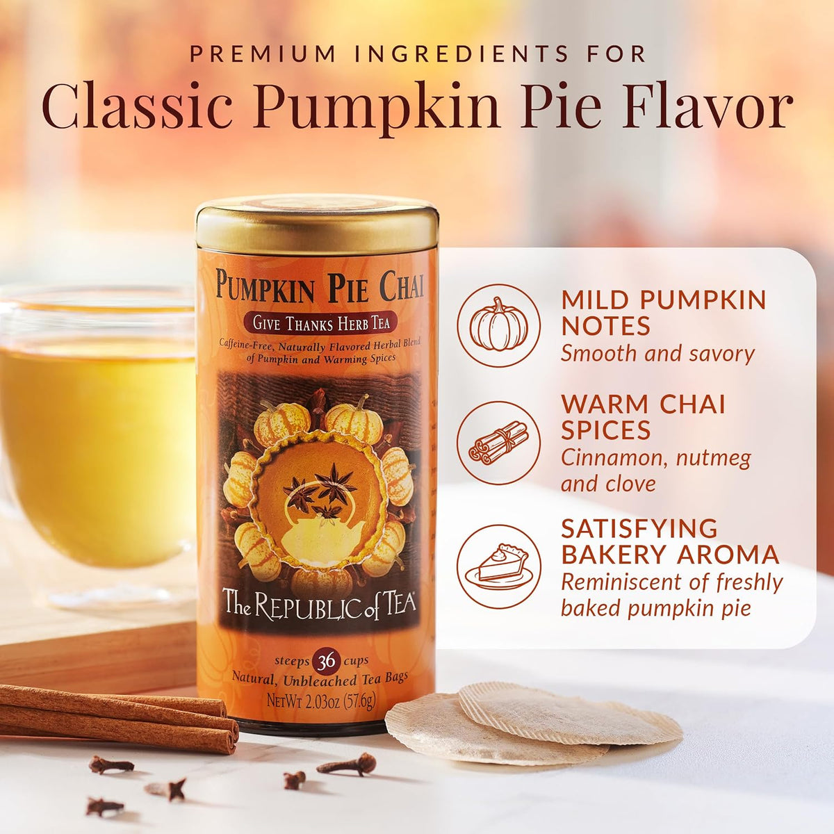 The Republic of Tea Pumpkin Pie Chai Herbal Tea