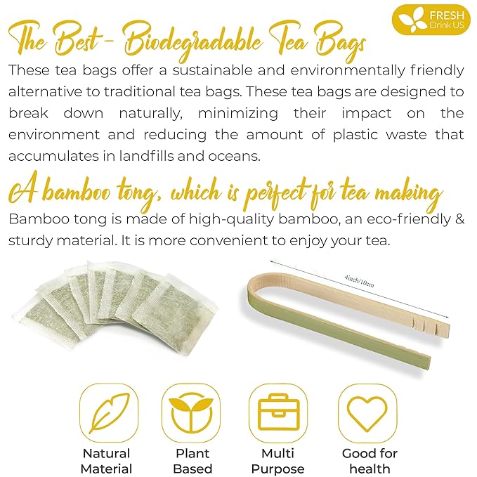 FRESHDRINKUS, Premium 135 Chamomile Tea Bags, 100% Natural and Pure Chamomile Flowers, Eco-conscious Tea Bags. Herbal Tea. No Sugar, No Caffeine, No Gluten, Vegan.