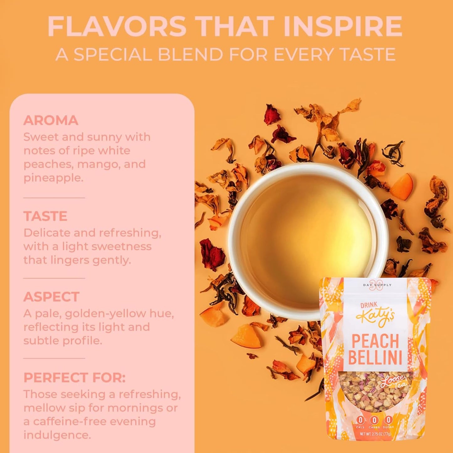 Katy’s Loose Leaf Tea Flavor Sampler - Fruit Herbal Tea Variety Pack - Berry, Peach, Blood Orange & Dragonfruit - Caffeine-Free, Full Leaf Tea - Cold Brew or Hot - 120+ Cups