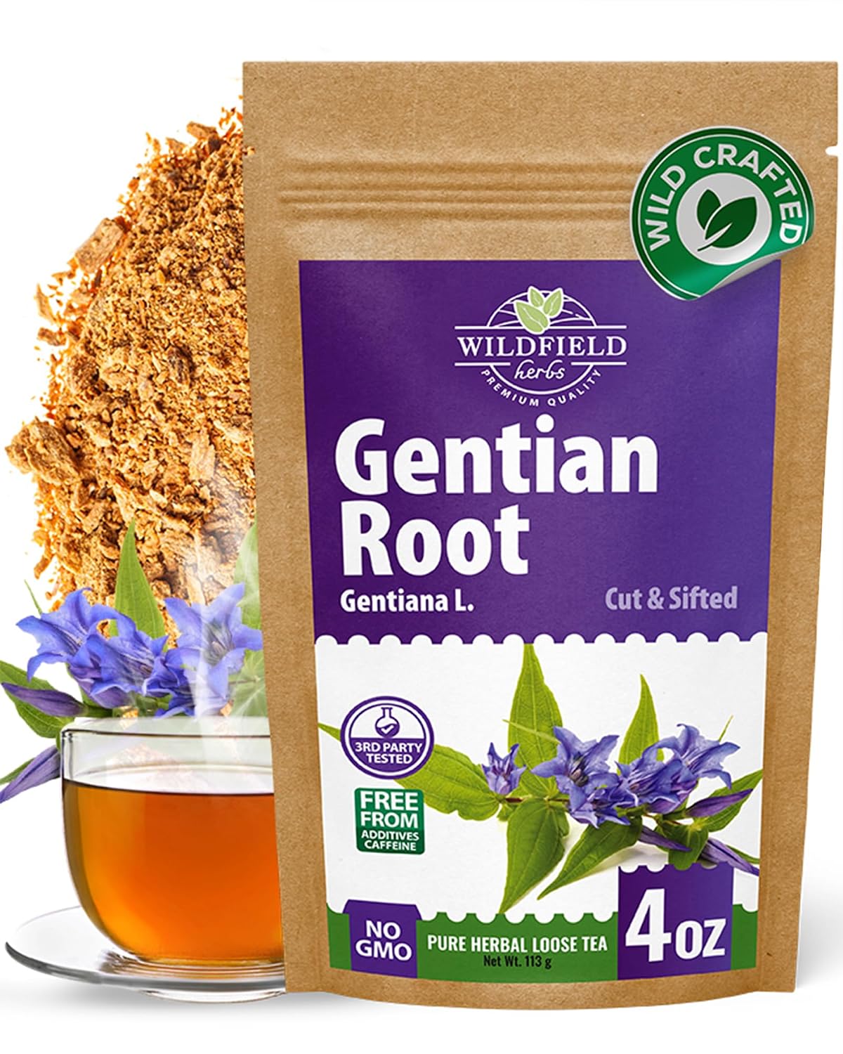 4 oz. Gentian Root Dried Gentian Root Herbal Tea (Gentiana Lutea) - 113g Raiz De Genciana