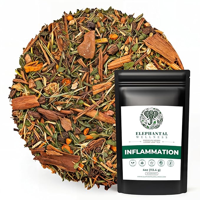 Elephantal Wellness Premium Herbal Tea, Comfort & Mobility Blend with Turmeric, Boswellia, White Willow Bark & Ginger, Handmade, Non-GMO