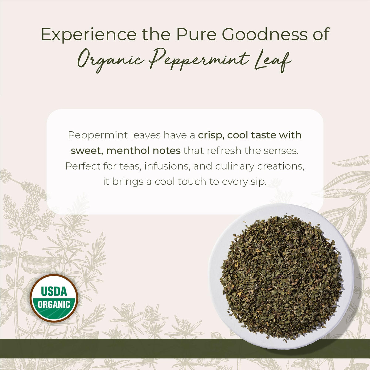 Starwest Botanicals Organic Peppermint Leaves Cut & Sifted - 4 oz Pouch