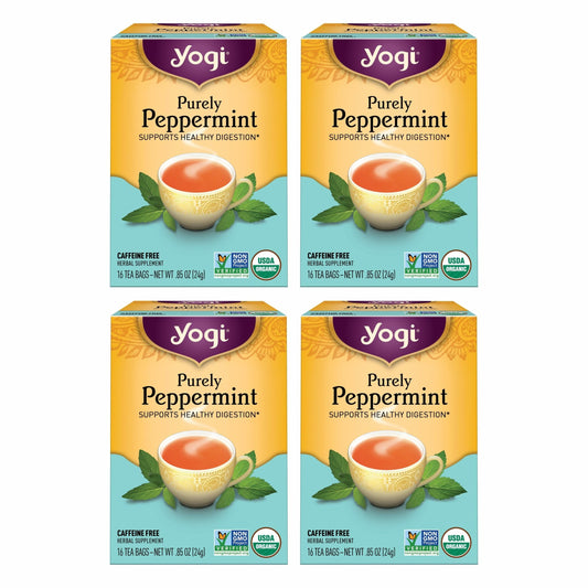 Yogi Purely Peppermint Tea, 16 Tea Bags (4 Pack)