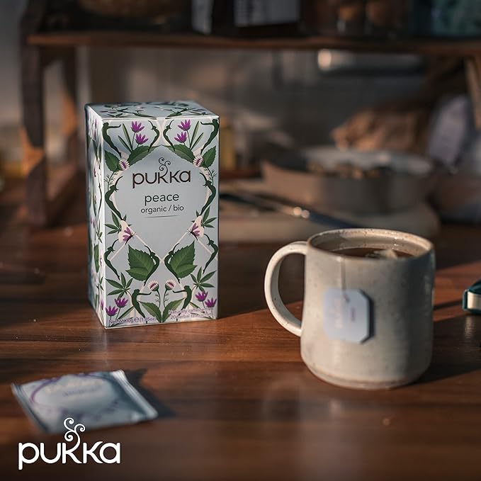 Pukka Organic Tea Bags, Spearmint, Ashwagandha, and Hemp Seed Oil, Peace Herbal Tea, 20 Count (Pack of 3)