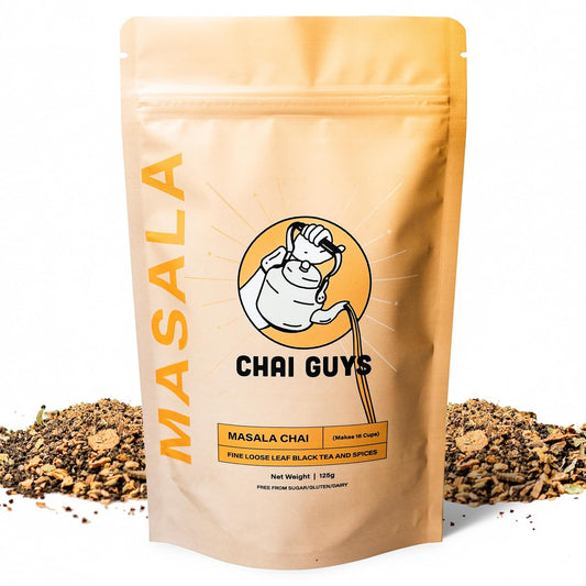 Masala Chai Tea Loose Leaf – Spiced Indian Black Tea with Cinnamon, Ginger, Cardamom &amp; Cloves – Strong CTC BOP Blend for Chai Latte – 4.4 oz (125g) – Chai Guys
