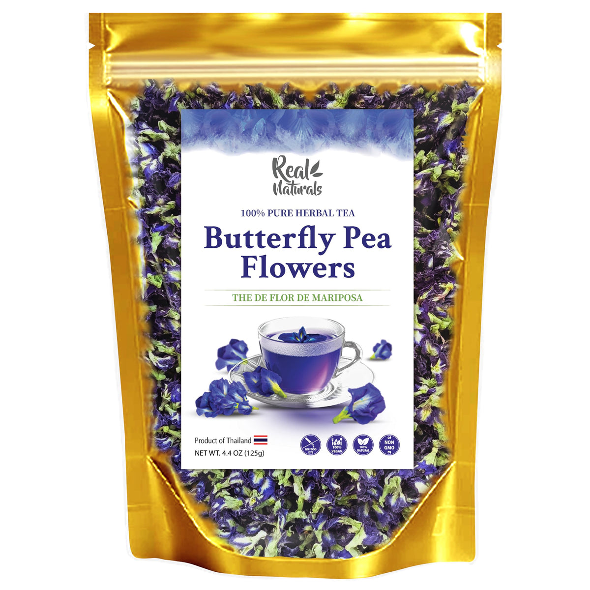 Real Naturals Butterfly Pea Flower Tea (375+ cups) 4.4oz Blue Butterfly Pea Tea Blue Tea
