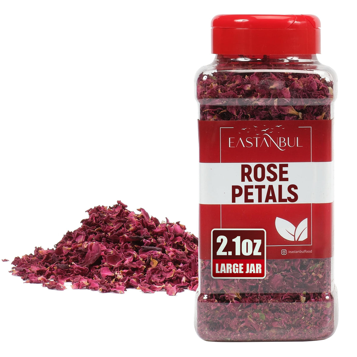 Eastanbul Dried Rose Petals, Edible Rose Petals, Natural, Vegan, 2.1oz