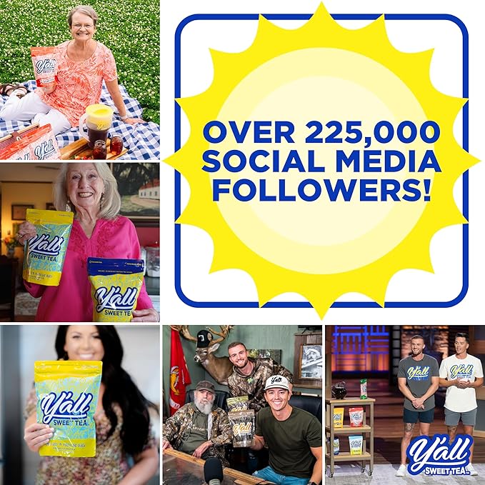 Y'all Sweet Tea - Half Sweet Tea Half Lemonade Iced Tea Bags One Gallon Size in 10 Gallons Per Pack Quick Brew Southern Ice Tea & Lemonade Blend | As Seen on Shark Tank (Caffeinated)