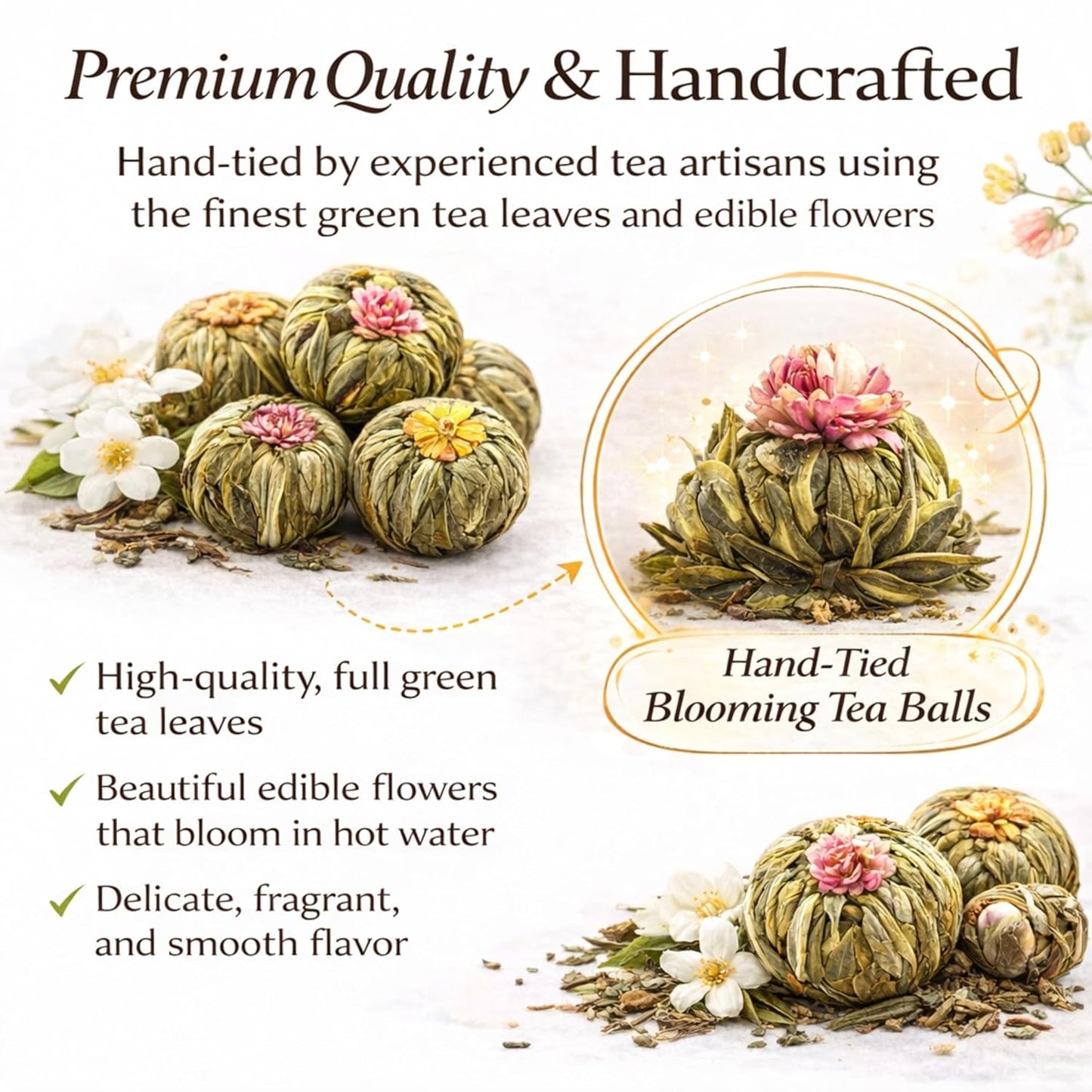 Blooming Tea & Edible Flower Infusions, Green Tea, 24 Unique Flavors Gift Set for Everyone – Natural, Floral & Aromatic Teas in Extra Large Premium Gift Box