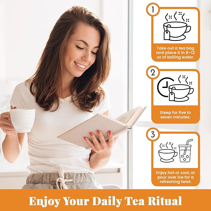 ANATOPEAK Brain Health Organic Herbal Tea - Yerba Mate, Rhodiola, Ginkgo Biloba, Lions Mane Mushroom, Green Tea and Matcha - For Brain Support and Focus - 30 Tea Bags (Hawaiian Berry Flavor)