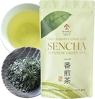 YAMASAN KYOTO UJI Japanese Sencha Green Tea, 100% First-Harvest Loose Leaf, Bright Color, Refreshing Aroma, Well-Balanced and Clean Taste, Unsweetened, Made in Japan, 80g(2.8oz)
