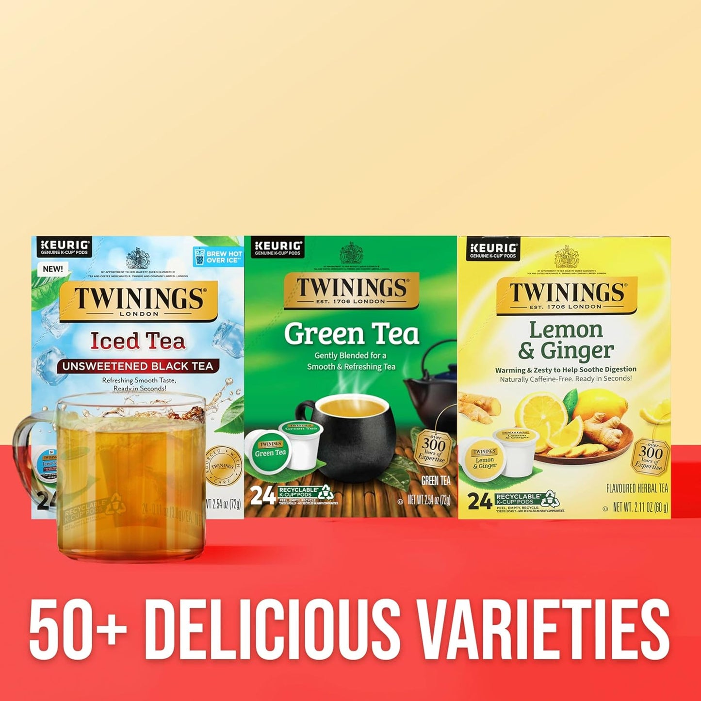 Twinings Green Tea K-Cup Pods for Keurig, 24 Count (Pack of 1), Smooth Flavour, Enticing Aroma, Caffeinated, Enjoy Hot or Iced