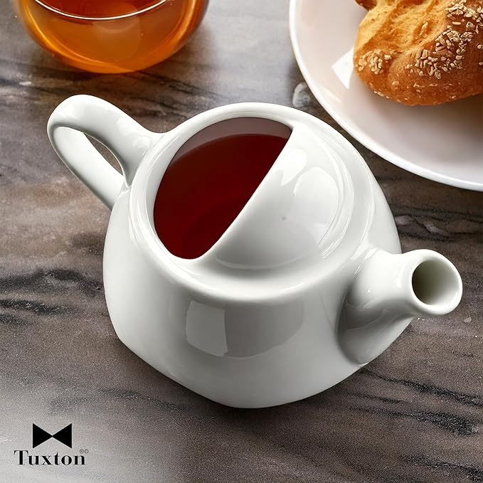 Tuxton China BET-1001 Teapot, 10 oz., 3-3/8"H, Without Lid, Microwave and Dishwasher Safe, Oven Proof, Fully Vitrified, Ceramic, TuxCare, Healthcare