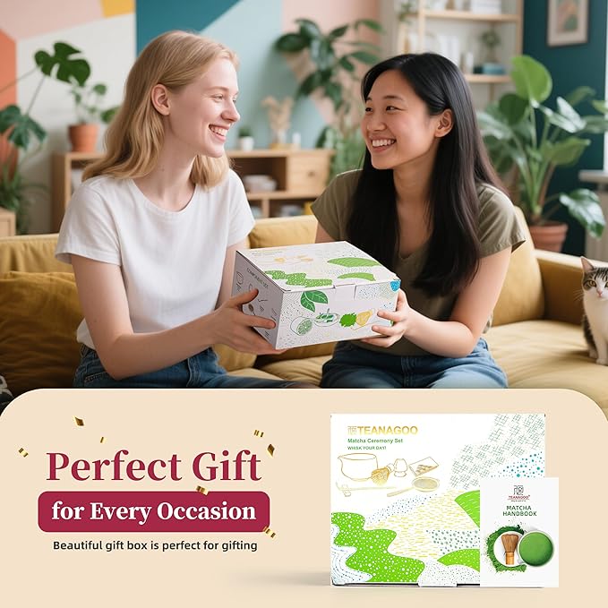 TEANAGOO 7 Pcs Matcha Whisk Set,Blue Matcha Set, Ceremony Matcha Powder Kit,Matcha Tea Set for Making Latte,Matcha Whisk Set and Bowl with Scoop&Sifter,Fuji Design Ceramic Bowl,Gift for Matcha Lovers