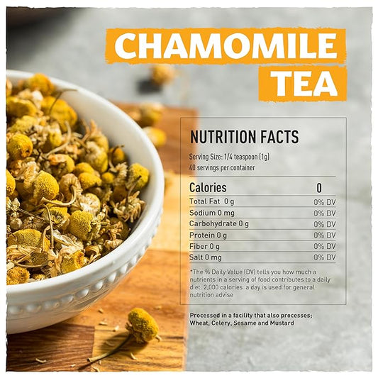 Eastanbul Chamomile Flowers Loose Dried, 1.4oz, Dried Chamomile Tea Loose Leaf, Flor de Manzanilla, Caffeine-Free Camomile Tea, Camomille Herb