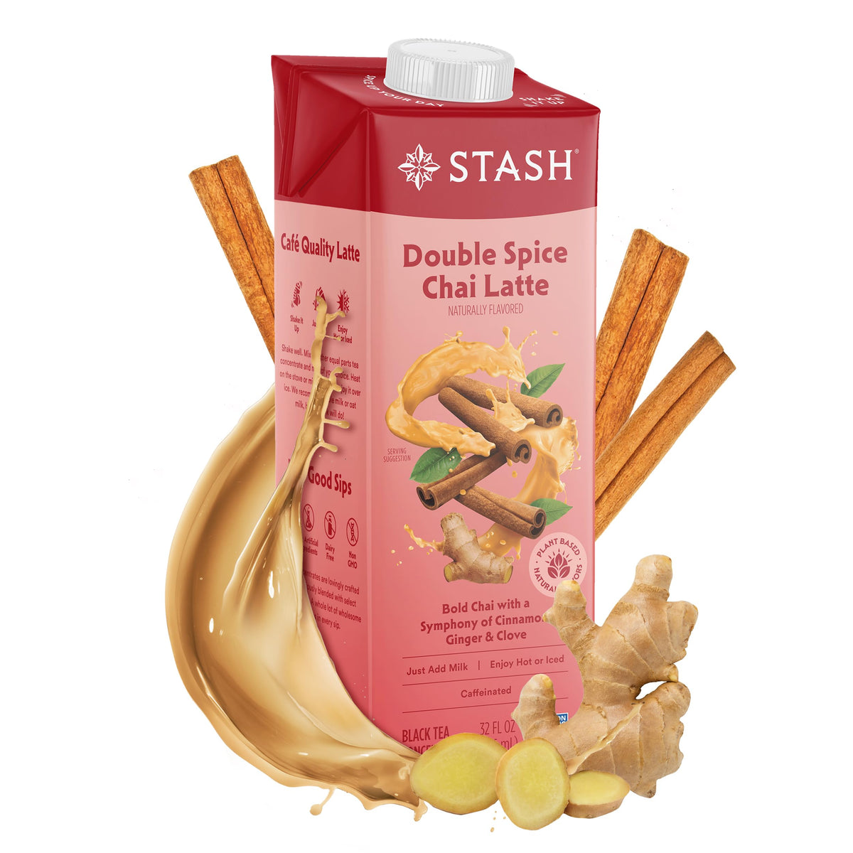 STASH Double Spice Chai Latte - Dairy Free Plant Based Tea Concentrate - Caffeinated - 32 fl oz, 5 Servings (Pack of 6)