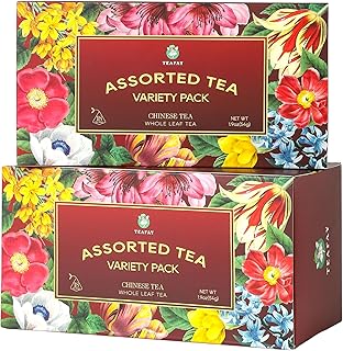 TEAFAY Assorted Tea Sampler – 9 Flavors, 18 Individually Wrapped Pyramid Tea Bags, 100% Natural, Handpicked, Whole Leaf,Great gift for tea lovers