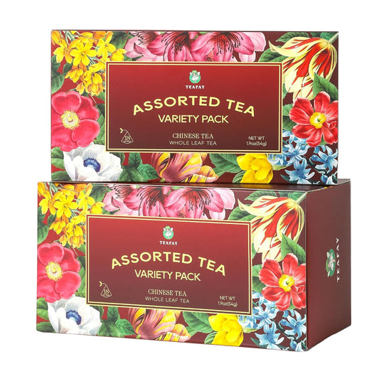 TEAFAY Assorted Tea Sampler – 9 Flavors, 18 Individually Wrapped Pyramid Tea Bags, 100% Natural, Handpicked, Whole Leaf,Great gift for tea lovers