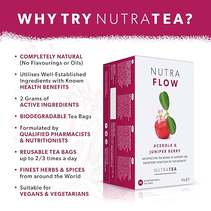 Nutraflow Herbal Tea Blend – Includes Horsetail, Yarrow & Goldenseal - Support the Body's Natural Cleansing Process - 120 Enveloped Tea Bags