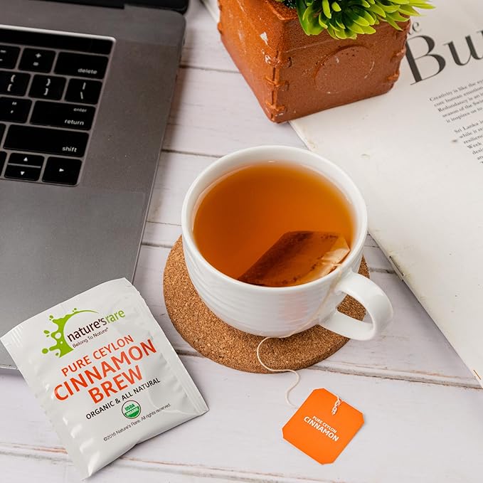 Pure Ceylon Cinnamon Brew - Organic Ceylon Cinnamon Tea Bags (40 Sachets - pack of 2 – 20 COUNT PER BOX)