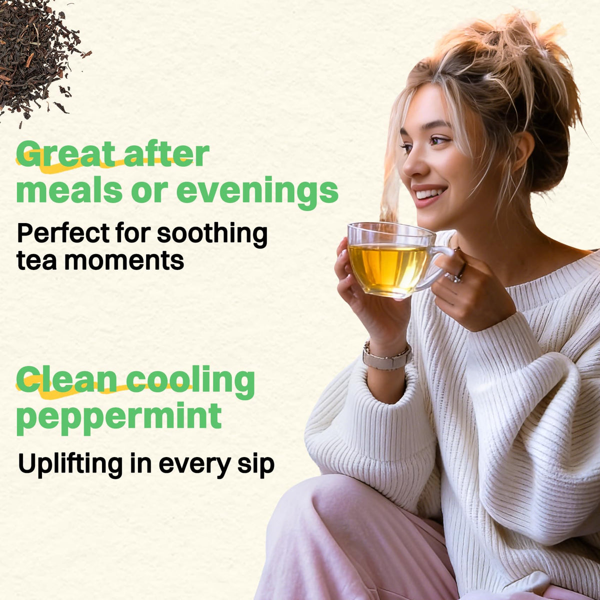 HIIHONE Peppermint Tea Bags 50 Count – Caffeine-Free Mint Tea, Refreshing Mint Tea