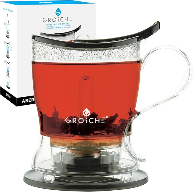 GROSCHE Aberdeen Tea Infuser Teapot & Smart Tea Maker - BPA-Free, Drip-Free Design | Coaster | Easy 