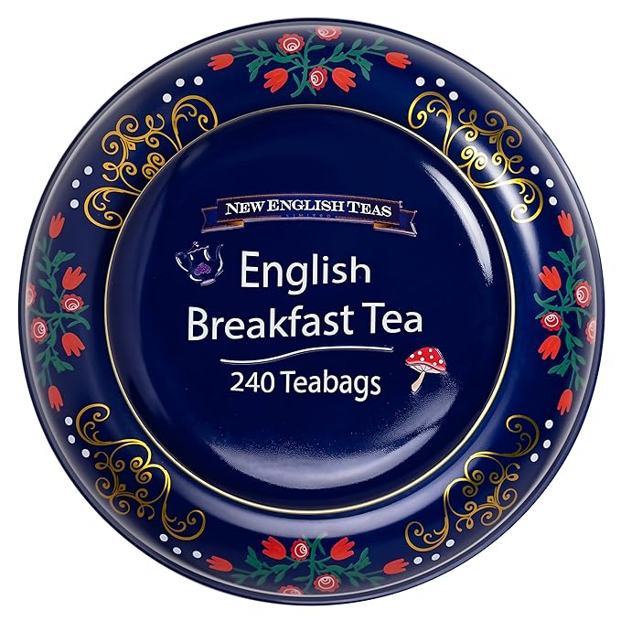 Midnight Alice in Wonderland Tea Caddy with 240 English Breakfast Teabags, Navy