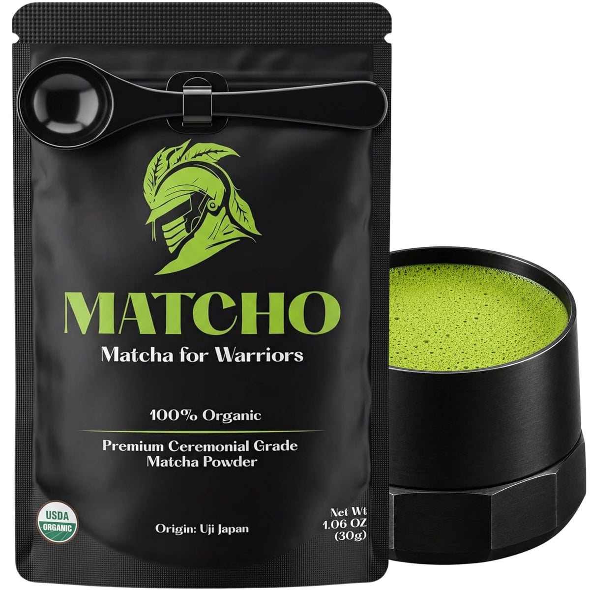 Matcho | Ceremonial Grade Matcha Powder – Organic Japanese Matcha Green Tea Powder | Uji Matcha | Matcha Ceremonial Grade | USDA Organic | 30 Servings
