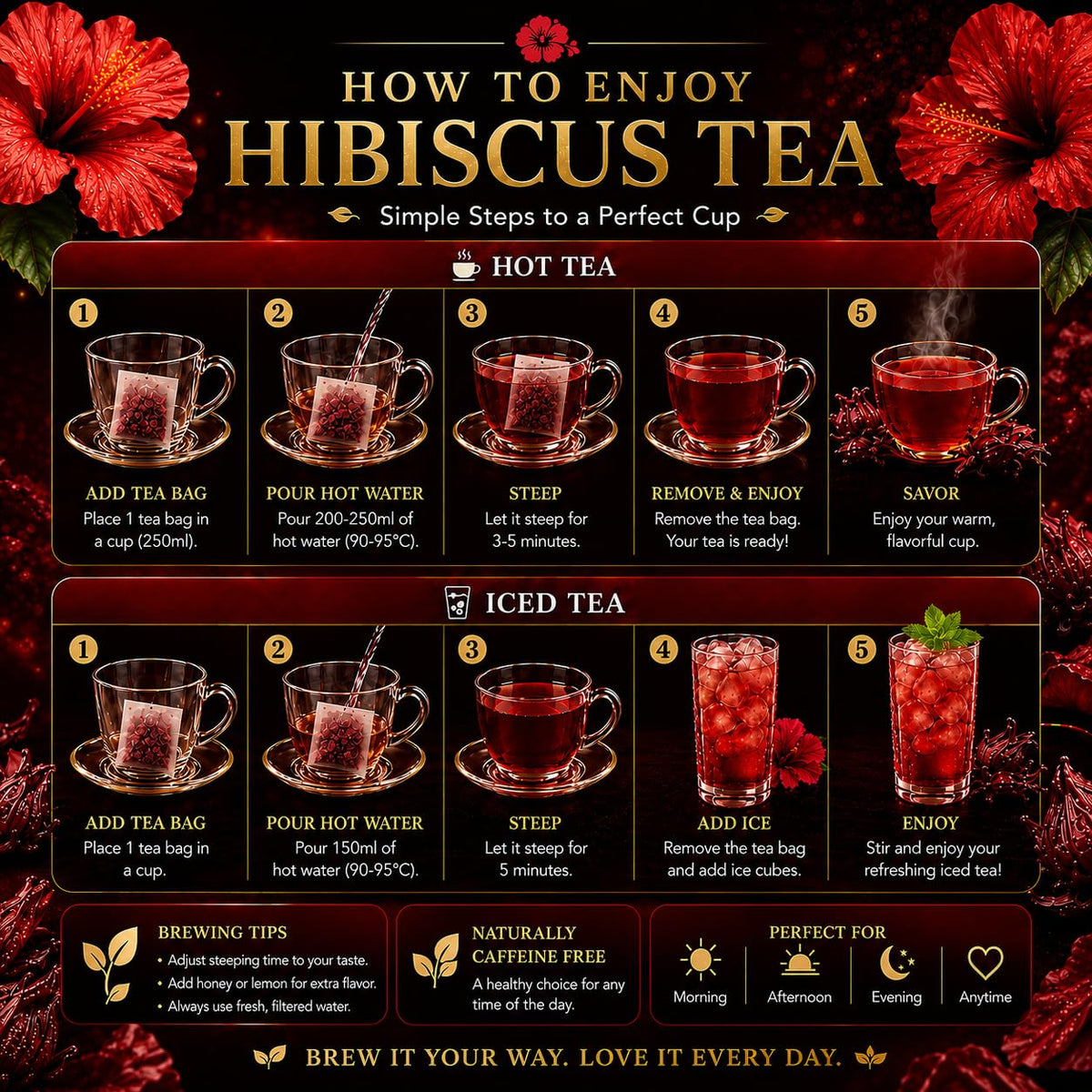 WOTIHA Premium 80 Hibiscus Flower Tea Bags (Flor de Jamaica) - 100% Natural, Tart &amp; Refreshing, Hot or Ice Tea - Rich in Antioxidants, Sugar-Free Caffeine-Free Non-GMO Vegan Gluten-Free.