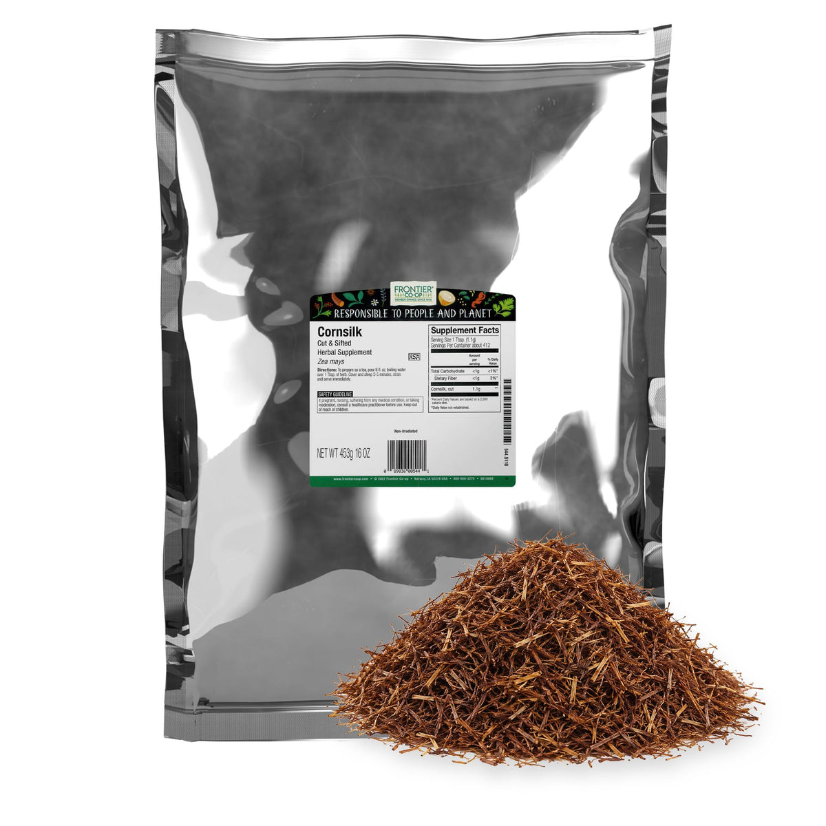 Frontier Co-op Cornsilk, 1lb Bulk Bag | Cut and Sifted Dried Corn Silk Husk Herb | Pure and Natural | Ideal for Cornsilk Tea