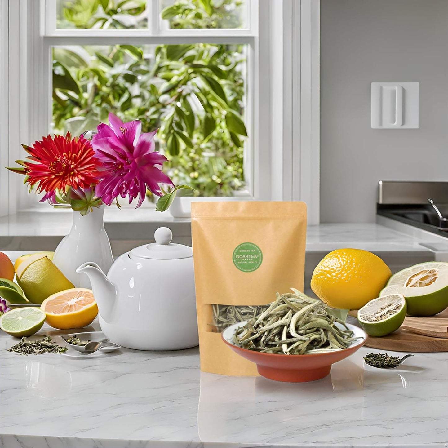 GOARTEA 50g / 1.76oz Supreme Silver Needle White Tea - Baihao Yinzhen Chinese Silver Tips Loose Leaf White Tea