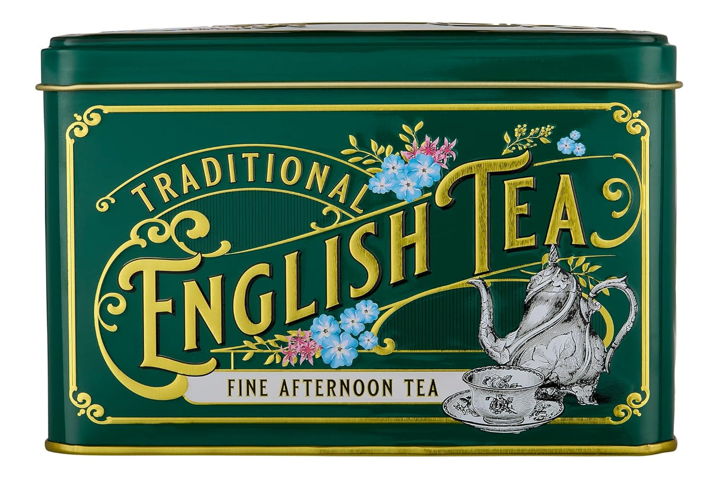 Vintage Victorian Bottle Green Tea Tin with 40 English Afternoon Teabags