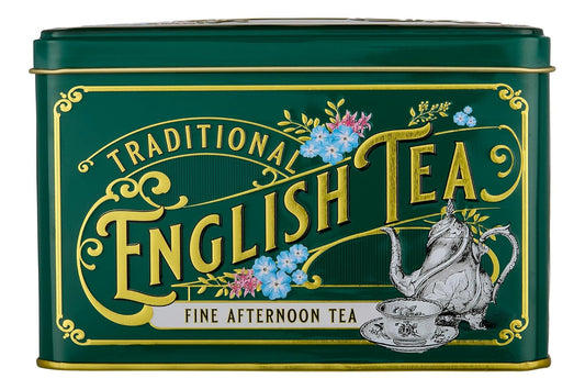 Vintage Victorian Bottle Green Tea Tin with 40 English Afternoon Teabags