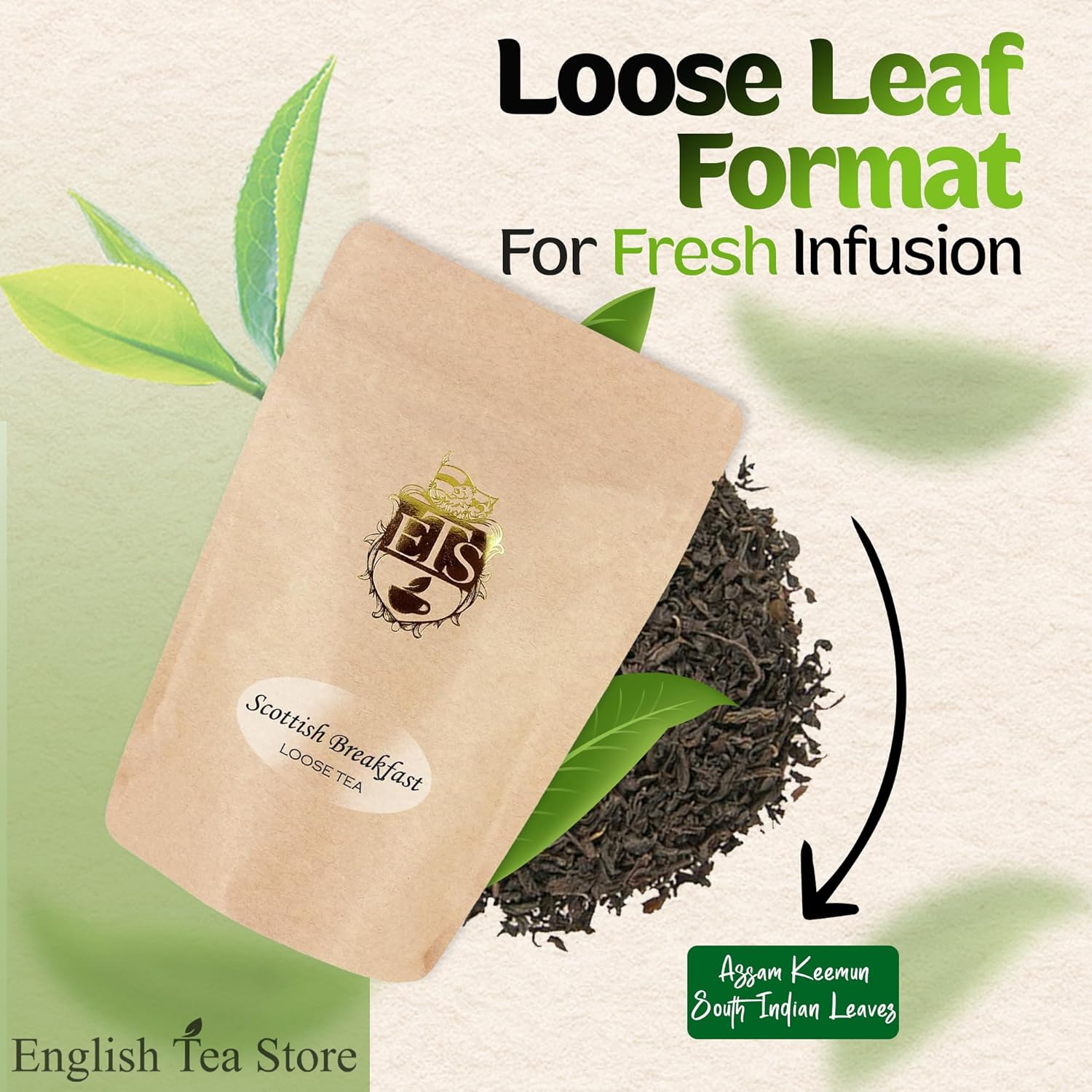 Scottish Breakfast Tea - 16oz | Loose Leaf Black Tea Blend | Bold Full-Bodied Morning Tea with Assam Keemun and South Indian Leaves | Robust Malty Flavor | Hot or Iced Enjoyment