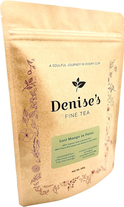 Denise's Fine Tea, USDA Organic, Last Mango in Paris, Herb and Fruit Tea, Caffeine-Free, Loose Leaf (100g)