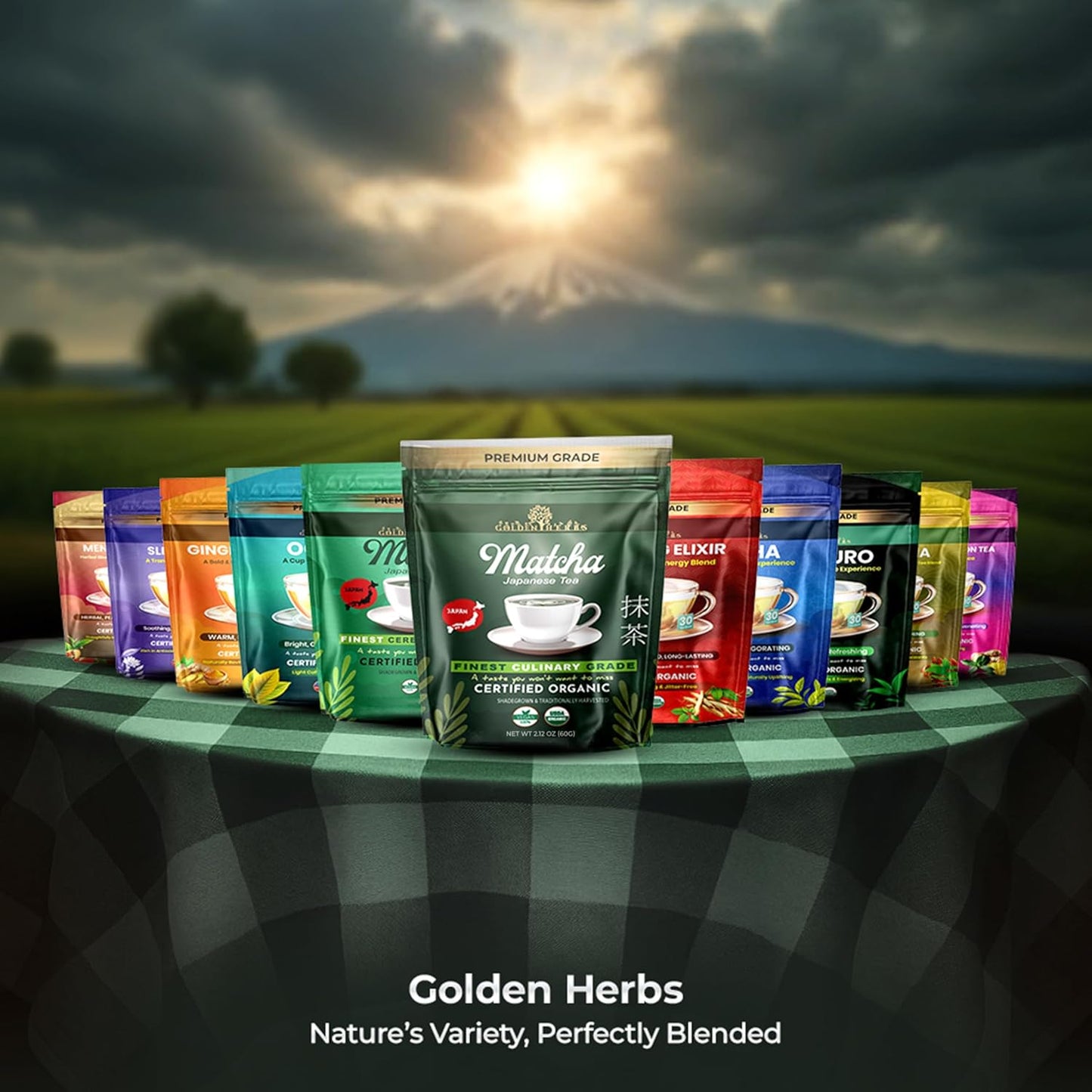 Golden Herbs Culinary Grade Matcha Organic Japanese Green Tea Powder for Lattes, Smoothies & Baking – Vibrant Green, Rich Umami Flavor, Stone-Ground for Maximum Freshness Resealable Pouch (60 Grams, Culinary Quality)