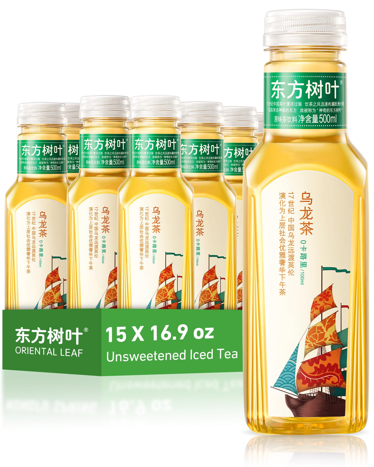 ORIENTAL LEAF Oolong Tea, Unsweetened Iced Tea, 16.9 Fl Oz (15 Pack)