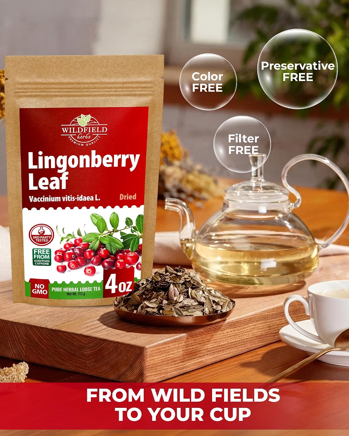 4 oz. Dried Cowberry Lingonberry Leaves Herbal Tea (Vaccinium Vitis-Idaea) - 113g Cowberry Leaf Herb Tea Hojas De Arándano Rojo (Arándano)