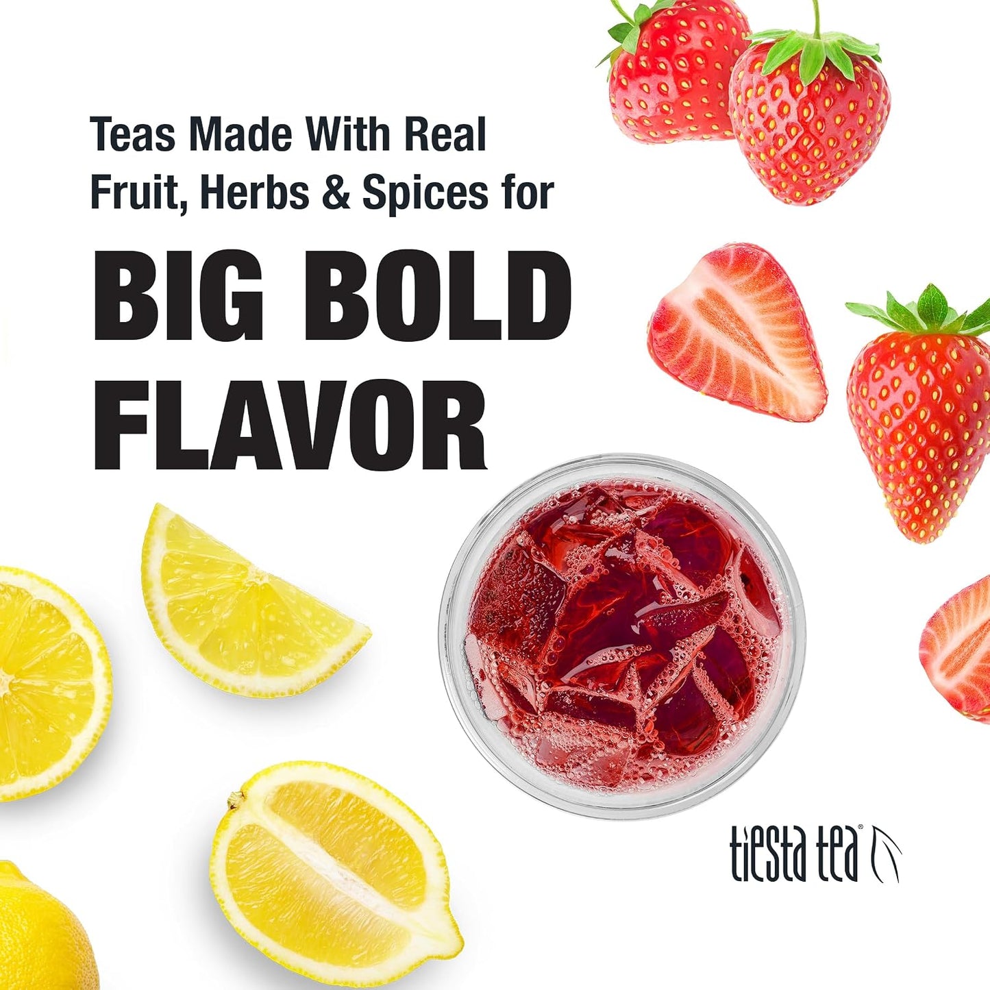 Tiesta Tea - Strawberry Lemonade Cold Brew Tea, Loose Leaf | Strawberry Lemon Herbal Blend, Premium Iced Blends, Non-Caffeinated Iced Drink, 10 Cold Brew Bags, Makes 64oz Pitcher Each