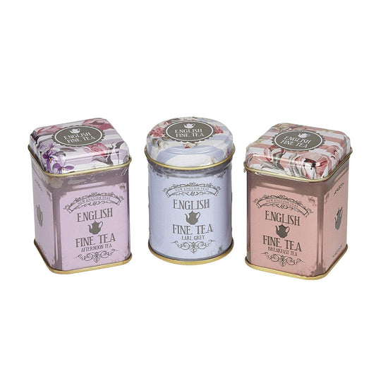 New English Teas Vintage Floral Mini Tea Tins with 2.5 oz Loose Leaf Tea | English Breakfast Tea + Earl Grey Blends, Black Tea, Gifts for Tea Lovers