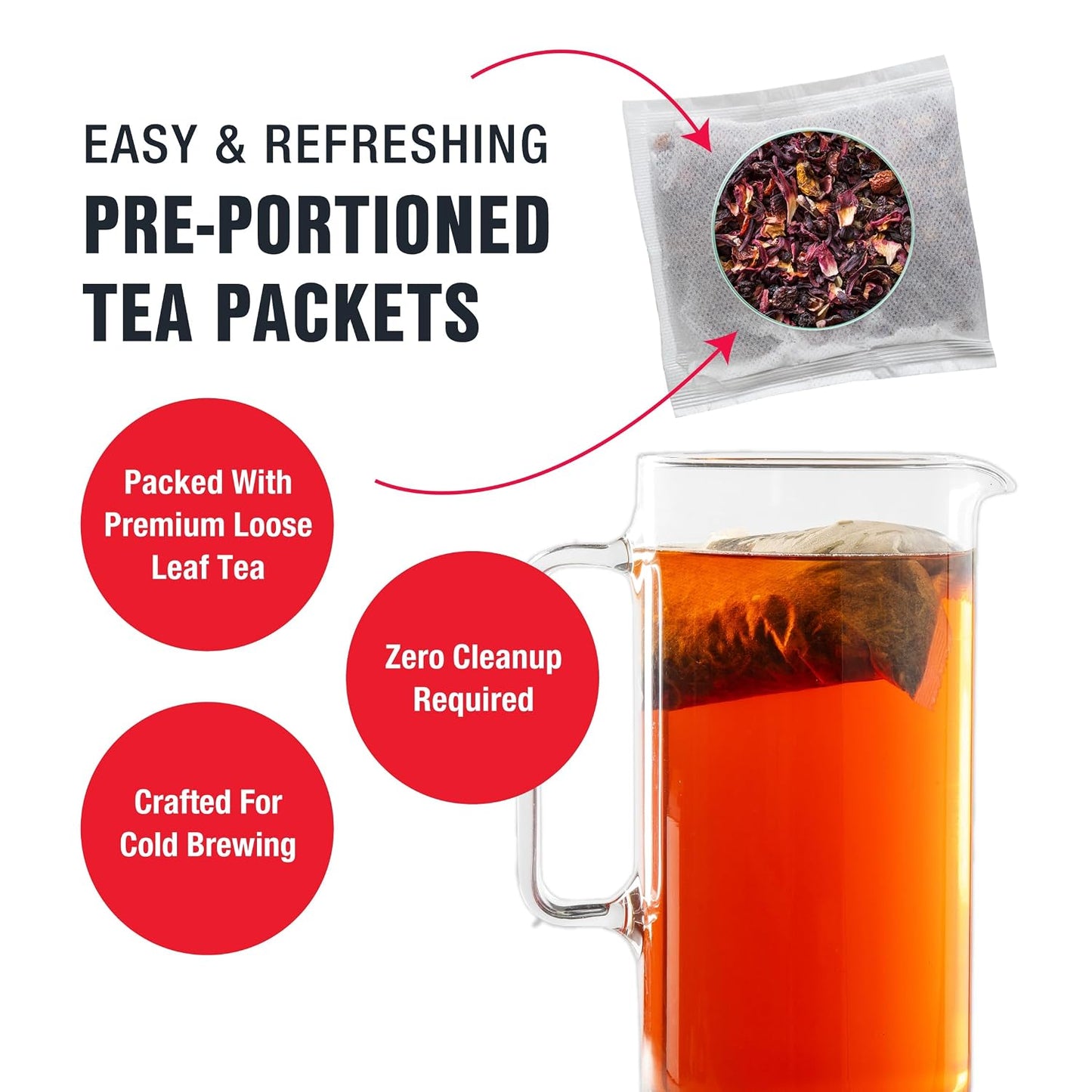 Tiesta Tea - Fireberry Cold Brew, Loose Leaf | Cranberry Hibiscus Rooibos Tea, Premium Non-Caffeinated Blend, Cold Brew Packets, Makes 64 oz Per Bag (Pack of 10)