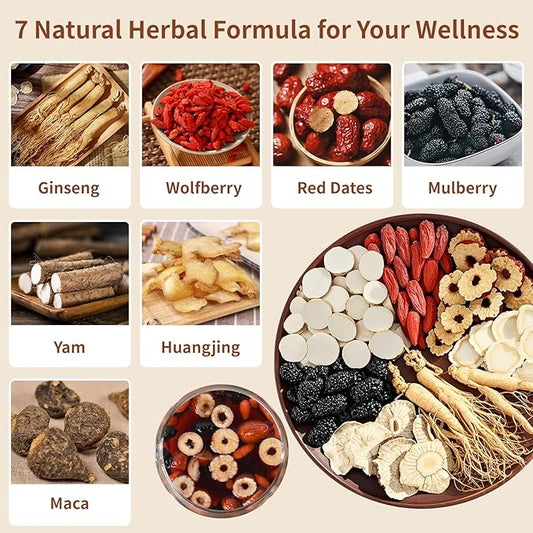 Ginseng Five Treasures Kidney Tea, Chinese Ginseng Six Treasure Tea Cleanse Detox TeaBags for Women and Men's Kidney Health