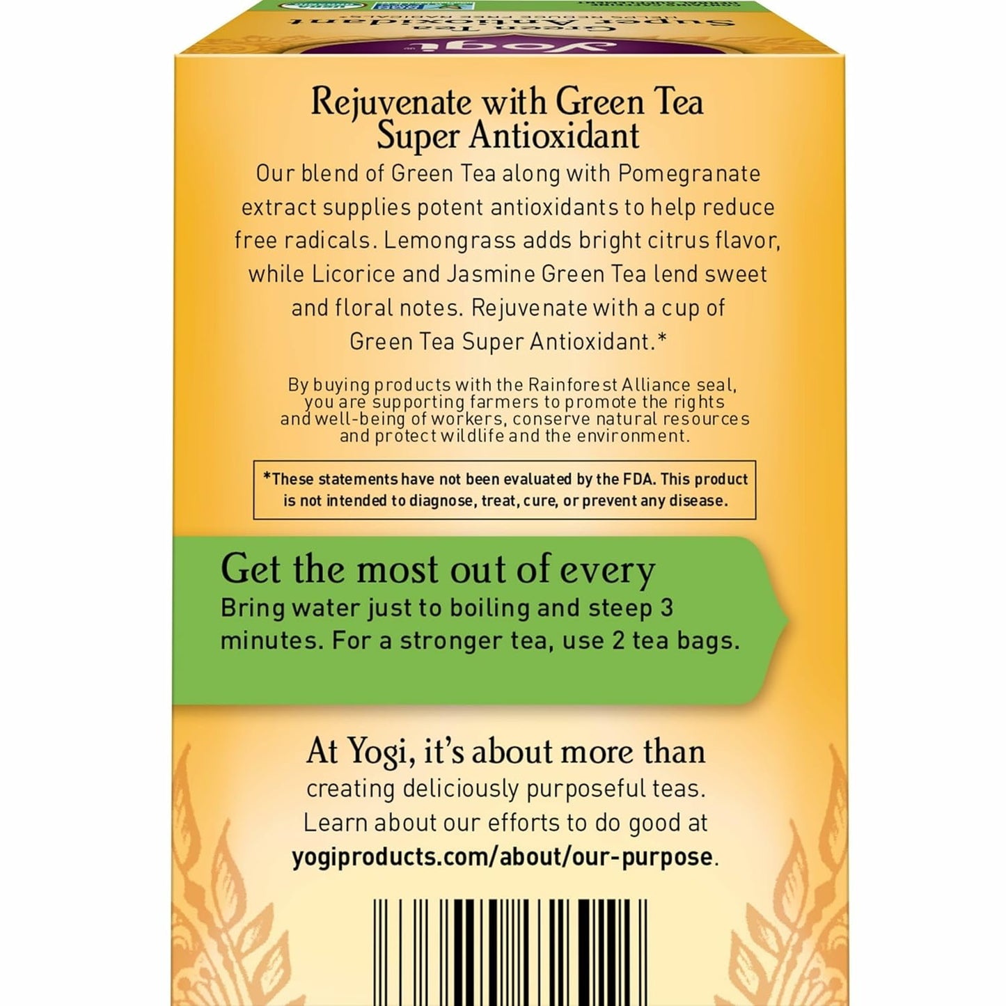 Yogi Tea - Green Tea Super Antioxidant (6 Pack) - Organic Green Tea Blend to Support Overall Health - 96 Tea Bags