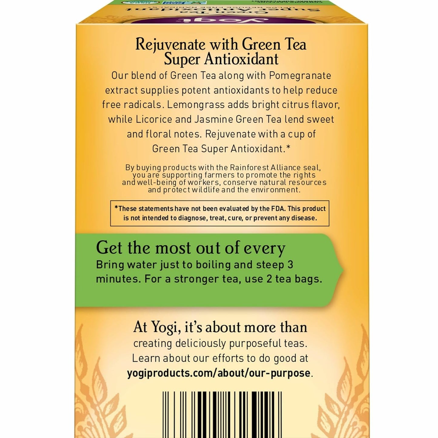 Yogi Green Tea Super Antioxidant, 16 Tea Bags (4 Pack)