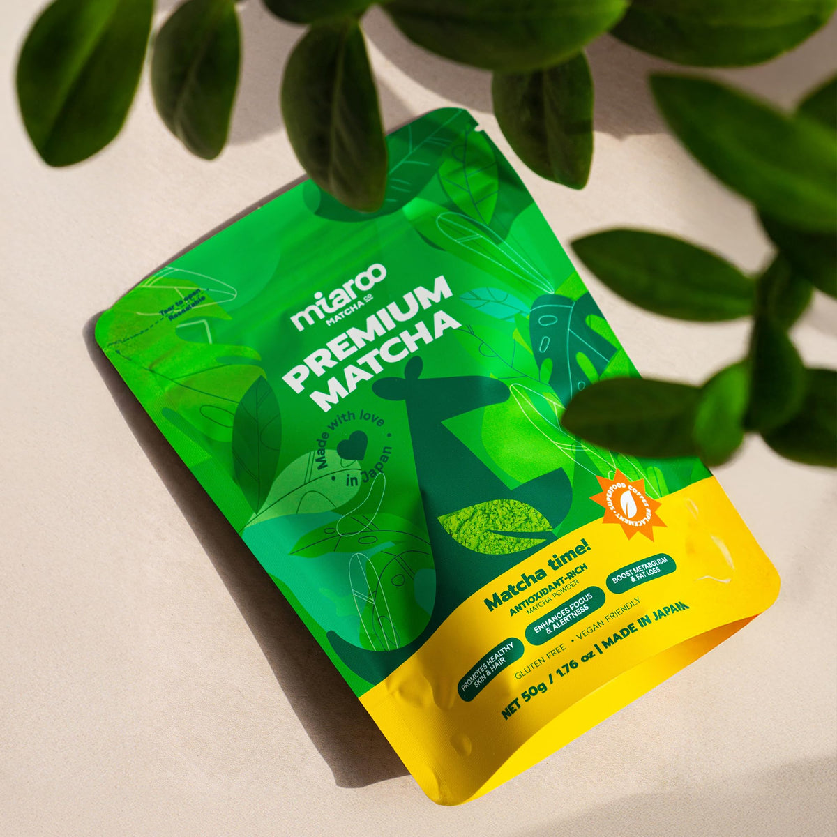 Miaroo Ceremonial Grade Matcha Powder, 50g/1.76oz | Authentic Japanese Green Tea Powder, Unsweetened, Smooth Umami Flavor