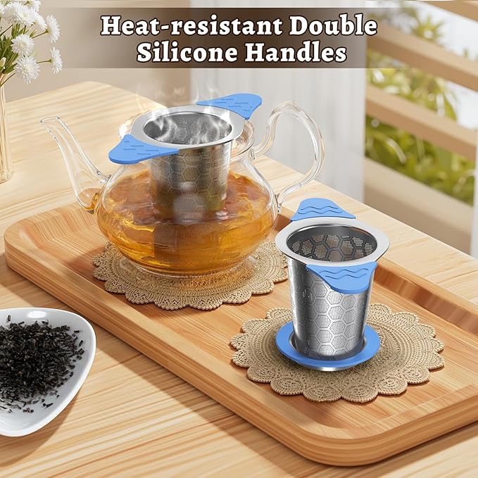 Tea Infuser for Loose Leaf Tea,18/8 Stainless Steel Tea Infuser with Heat Proof Silicone Handles